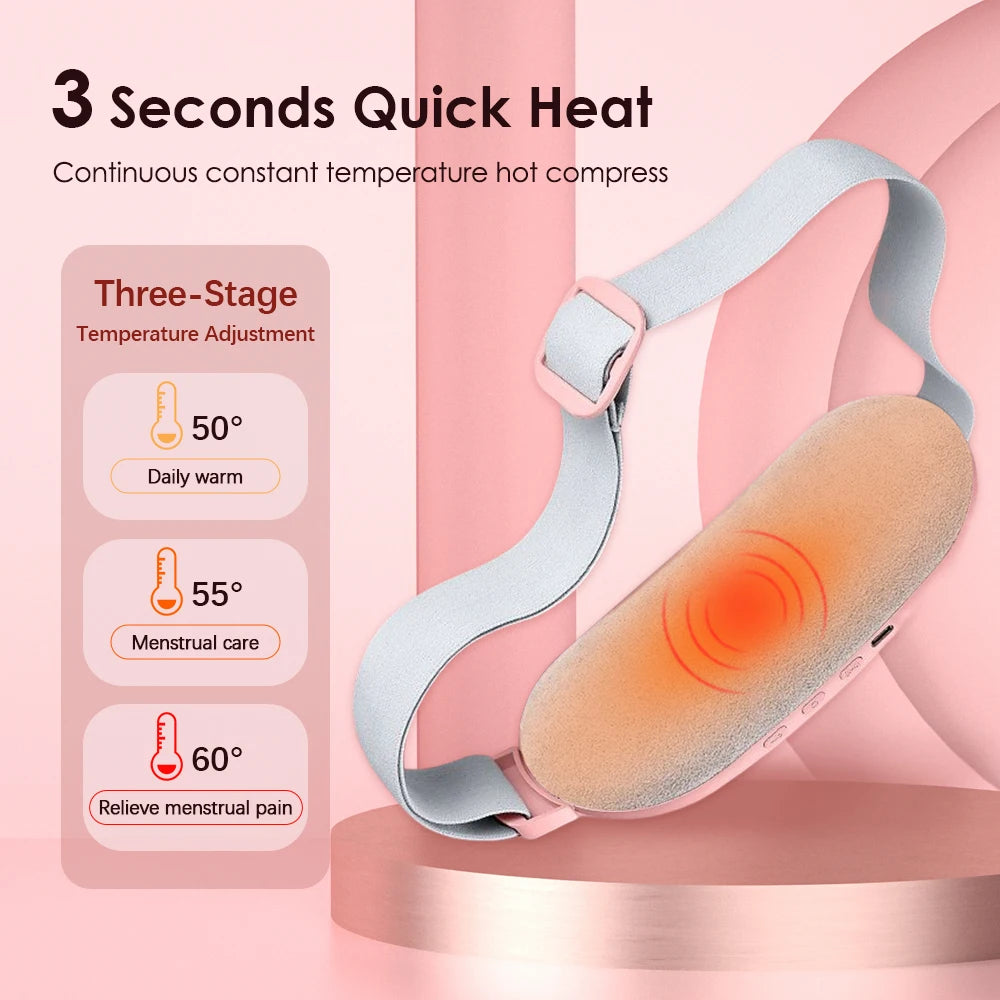 Ceinture Chauffante Menstruelle Rechargeable – Soulagement des Règles, Crampes & Douleurs Abdominales | 5 Niveaux de Température + Massage Vibrant
