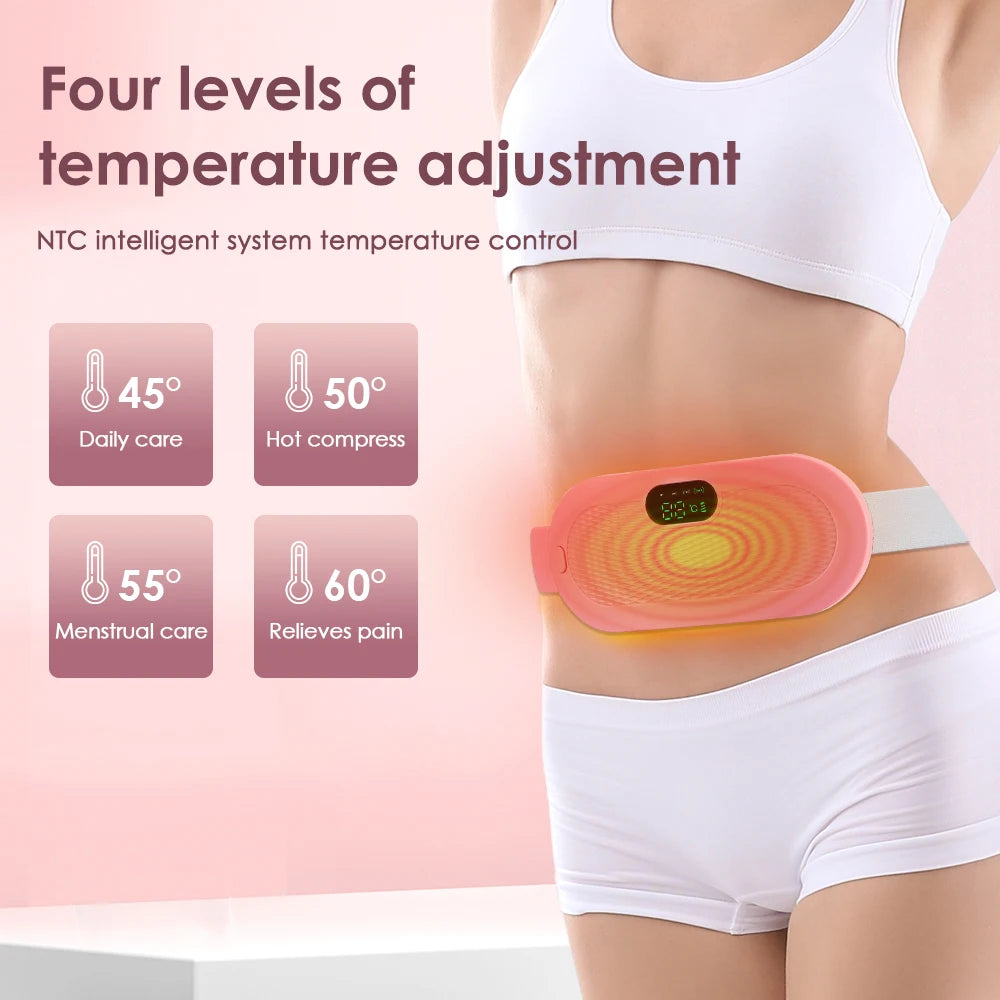 Ceinture Chauffante Menstruelle Rechargeable – Soulagement des Règles, Crampes & Douleurs Abdominales | 5 Niveaux de Température + Massage Vibrant