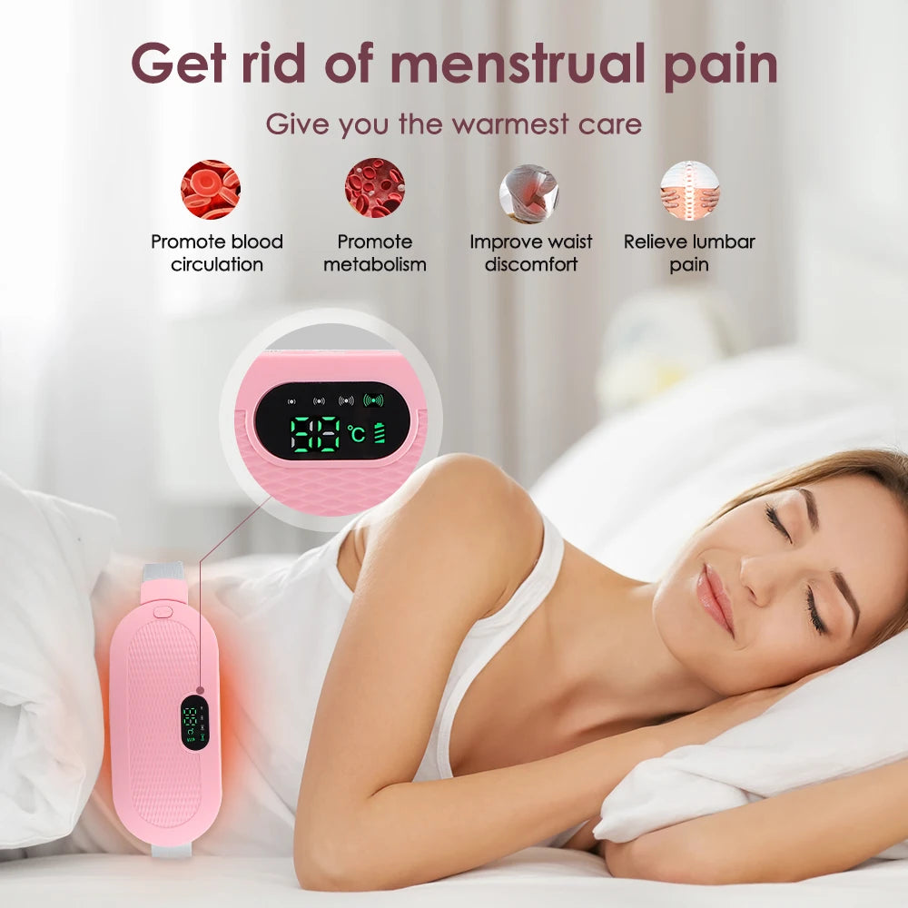 Ceinture Chauffante Menstruelle Rechargeable – Soulagement des Règles, Crampes & Douleurs Abdominales | 5 Niveaux de Température + Massage Vibrant