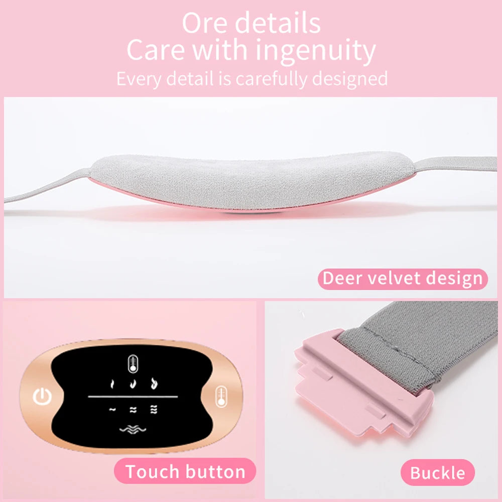 Ceinture Chauffante Menstruelle Rechargeable – Soulagement des Règles, Crampes & Douleurs Abdominales | 5 Niveaux de Température + Massage Vibrant