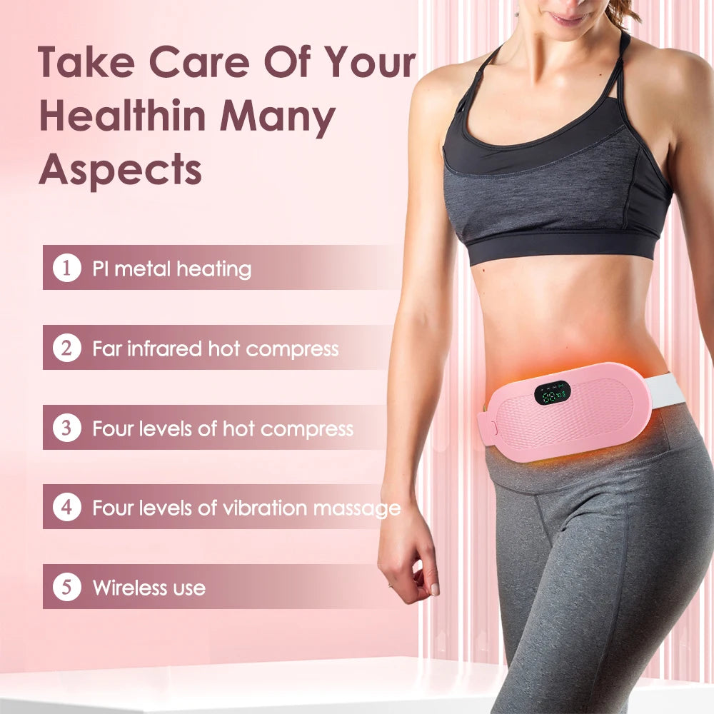 Ceinture Chauffante Menstruelle Rechargeable – Soulagement des Règles, Crampes & Douleurs Abdominales | 5 Niveaux de Température + Massage Vibrant