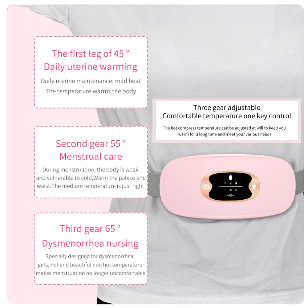 Ceinture Chauffante Menstruelle Rechargeable – Soulagement des Règles, Crampes & Douleurs Abdominales | 5 Niveaux de Température + Massage Vibrant