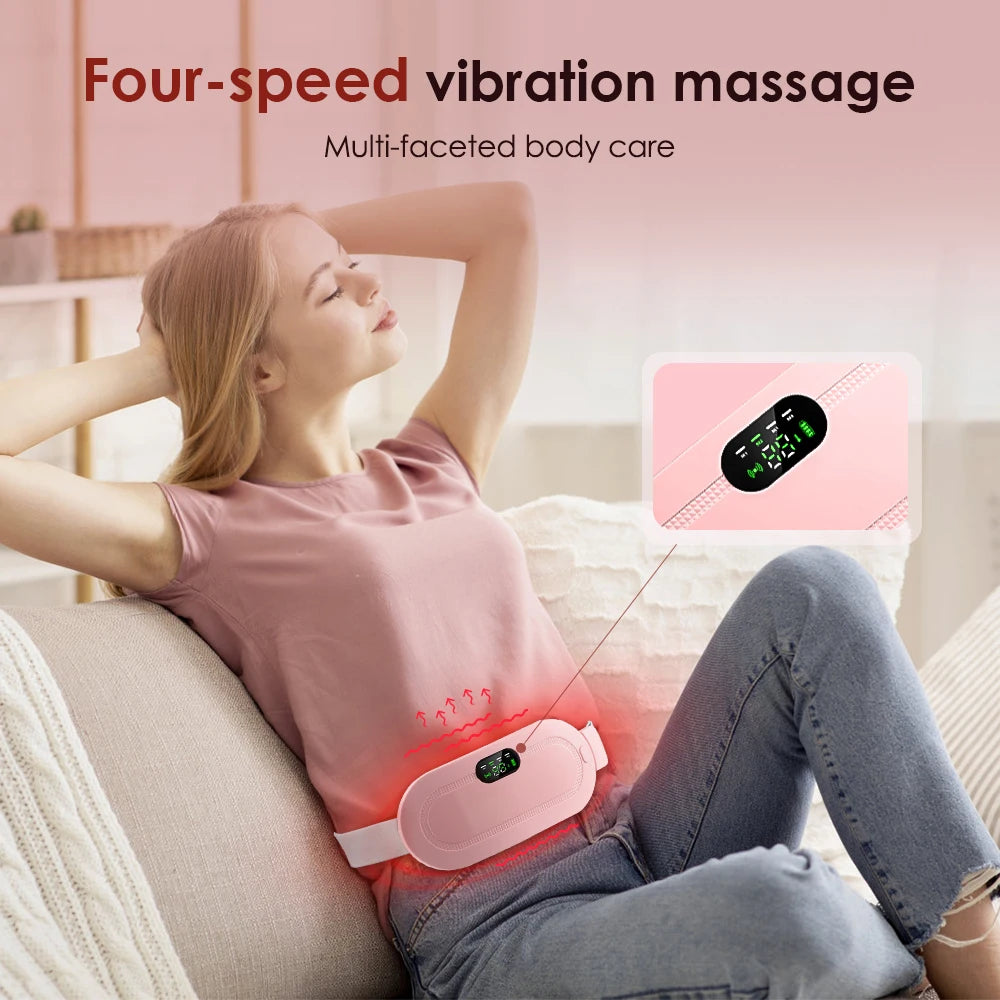 Ceinture Chauffante Menstruelle Rechargeable – Soulagement des Règles, Crampes & Douleurs Abdominales | 5 Niveaux de Température + Massage Vibrant